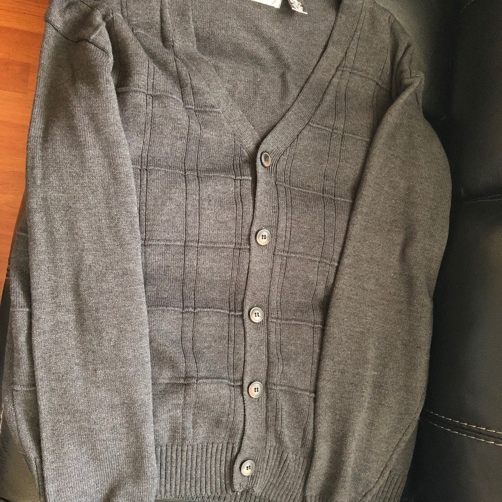 Oscar de la Renta Men's Cardigan Charcoal Sweater Grey Gray Black NWOT XXL